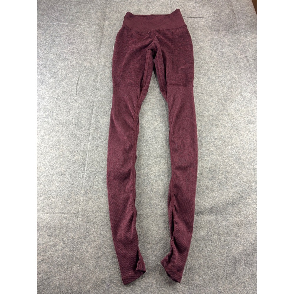 Alo Yoga High-Waist Goddess Leggings Heathered Burgundy Rib Leg Yoga Pants XS?